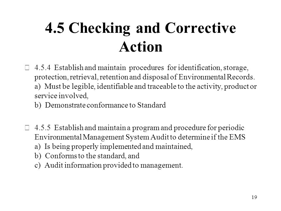 4.5 Checking and Corrective Action