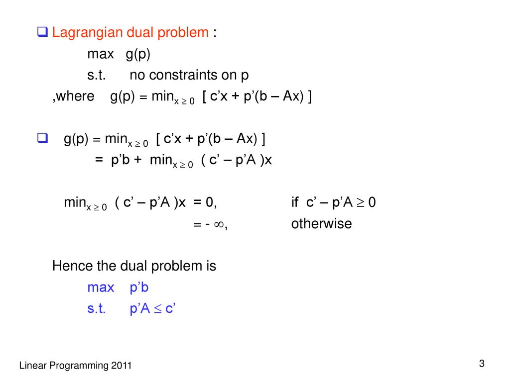 Chapter 4 Duality Theory Ppt Download
