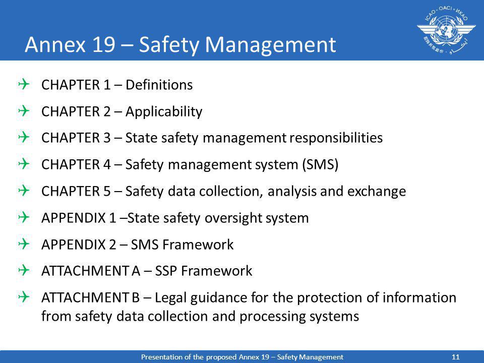 Annex 19 – Safety Management