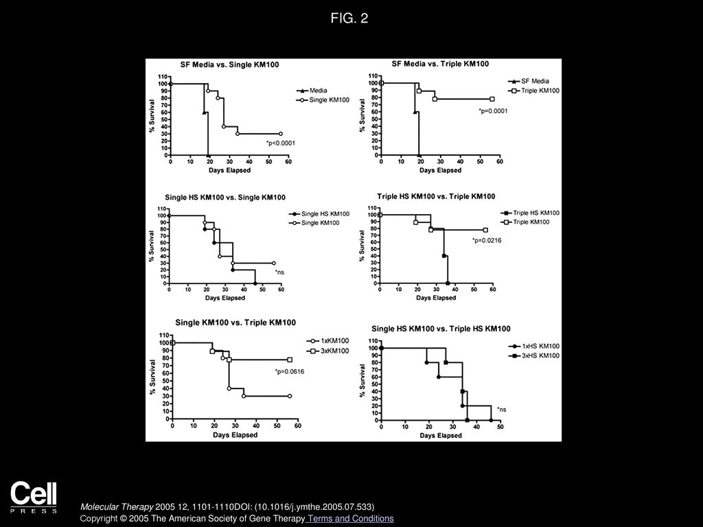 FIG. 2 Intergroup comparison of survival data using the log-rank test. Significance was determined as P <