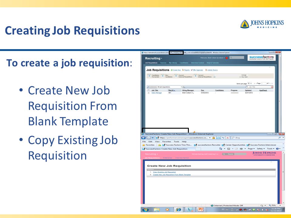 Creating Job Requisitions
