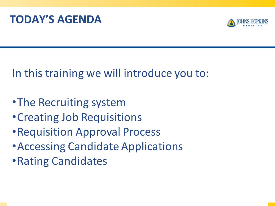 In this training we will introduce you to: The Recruiting system