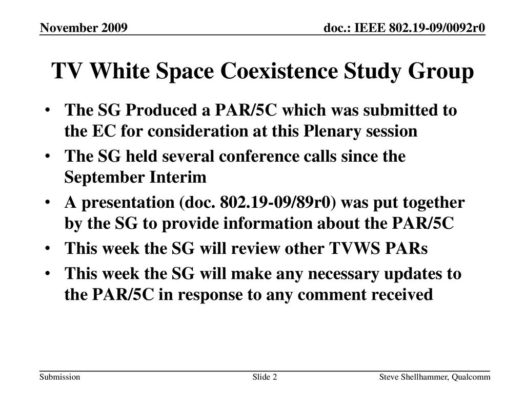 TV White Space Coexistence Study Group