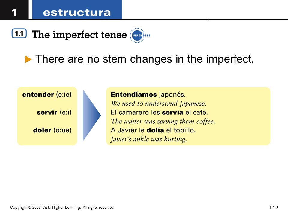 There are no stem changes in the imperfect.