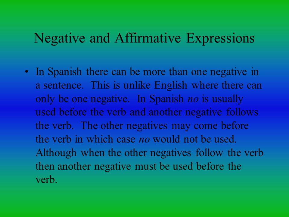 Negative and Affirmative Expressions