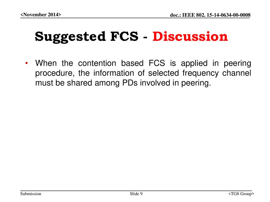 Suggested FCS - Discussion