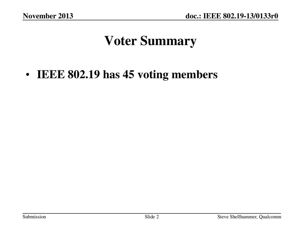 Voter Summary IEEE has 45 voting members November 2013