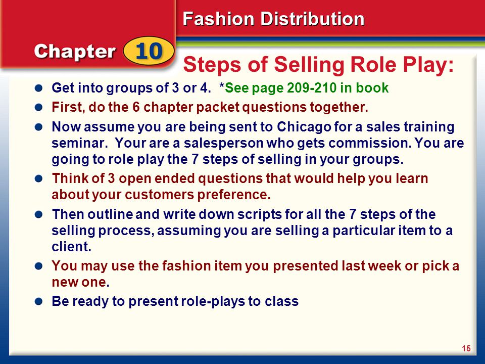 Steps of Selling Role Play: