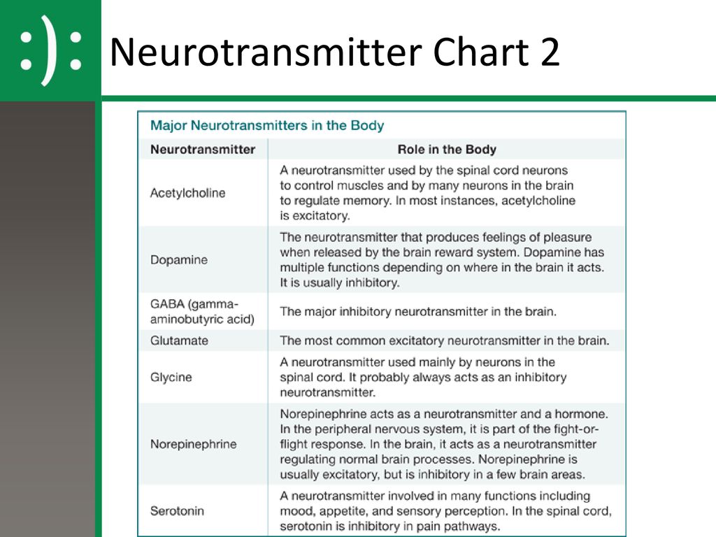 Neurotransmitter Chart