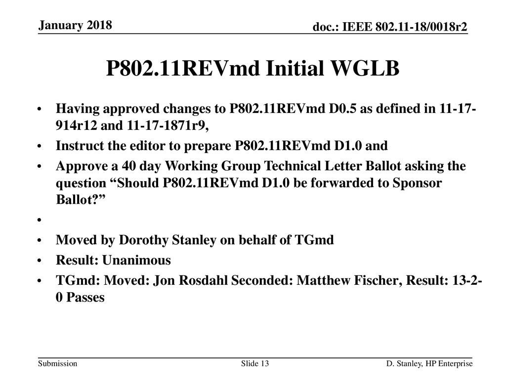 P802.11REVmd Initial WGLB John Doe, Some Company