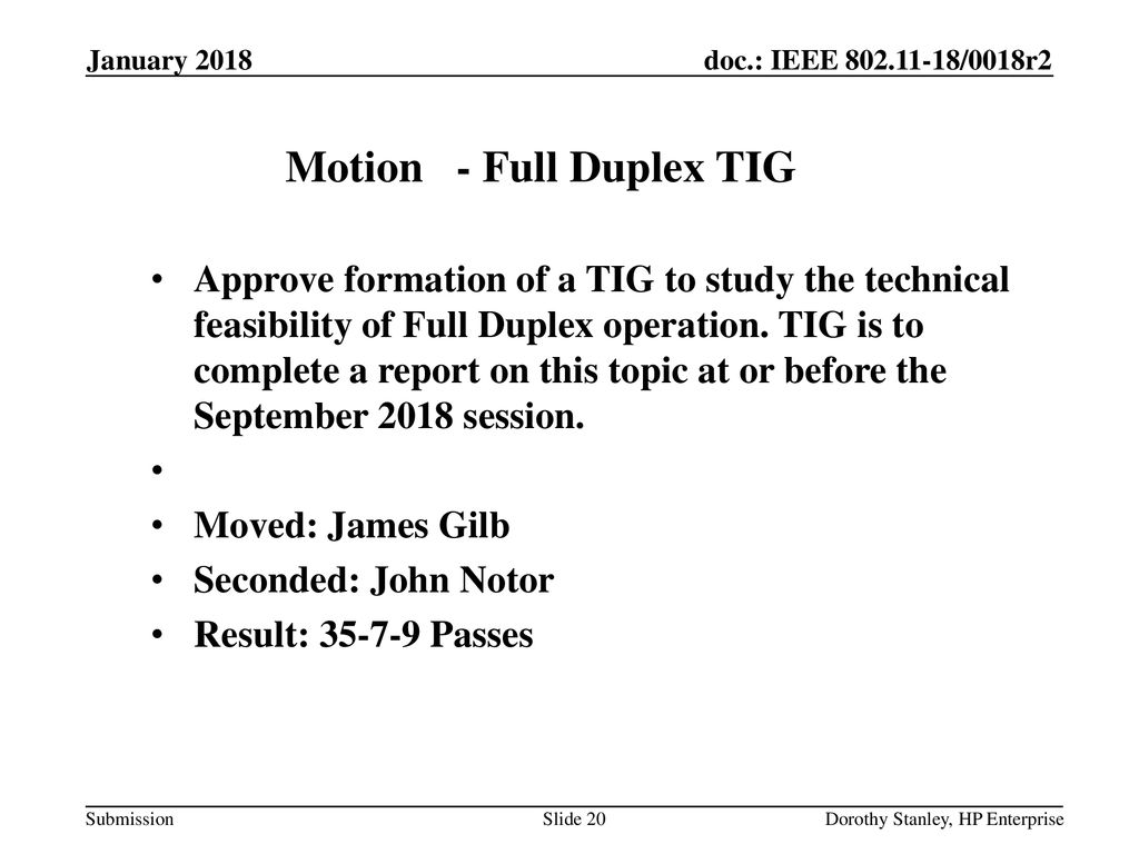 Motion - Full Duplex TIG