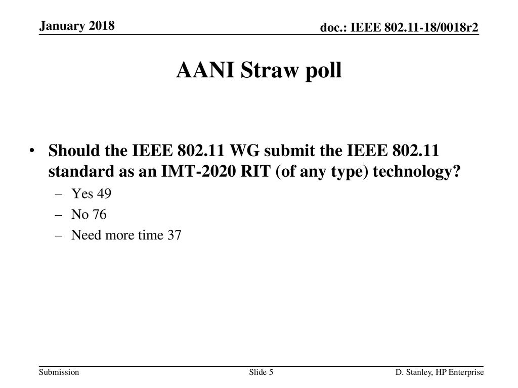 January 2018 doc.: IEEE /0018r2. January AANI Straw poll.