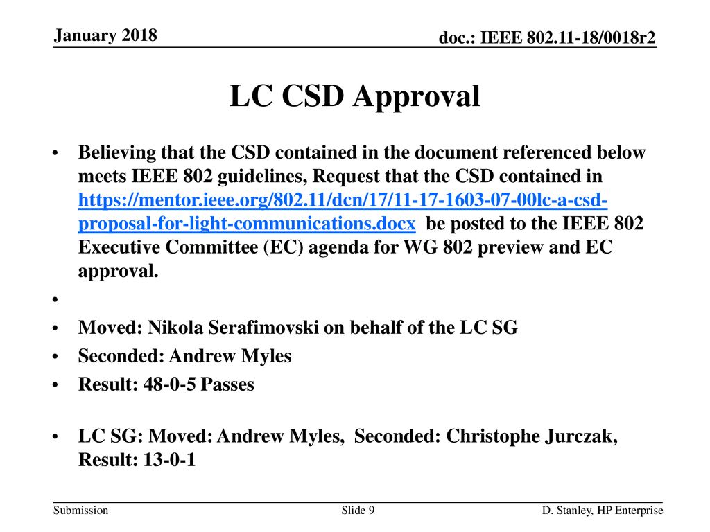LC CSD Approval John Doe, Some Company
