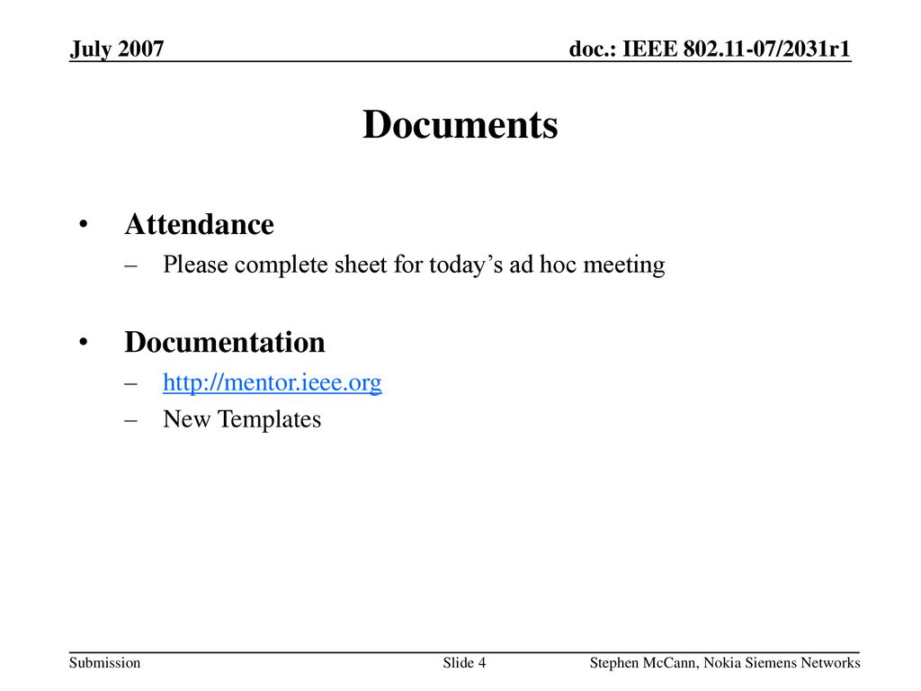 Documents Attendance Documentation