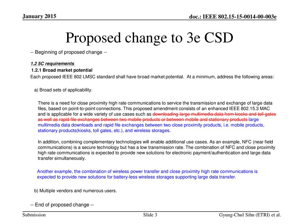 Proposed change to 3e CSD