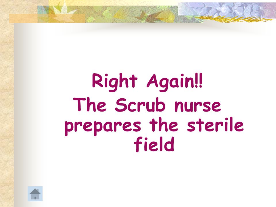 The Scrub nurse prepares the sterile field