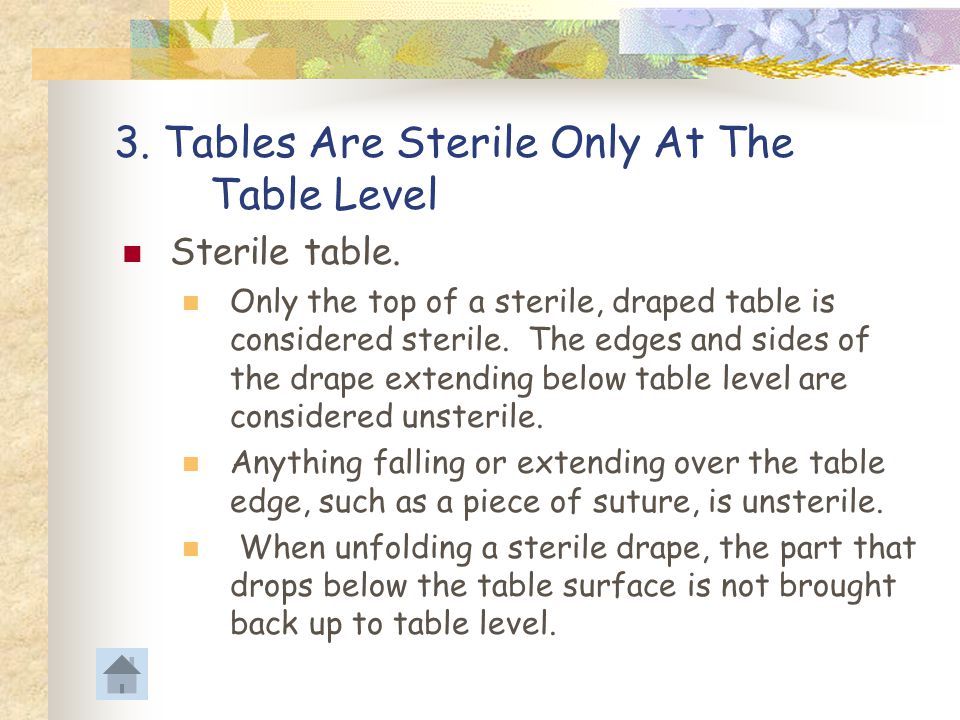 3. Tables Are Sterile Only At The Table Level