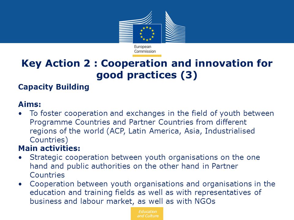 Key Action 2 : Cooperation and innovation for good practices (3)