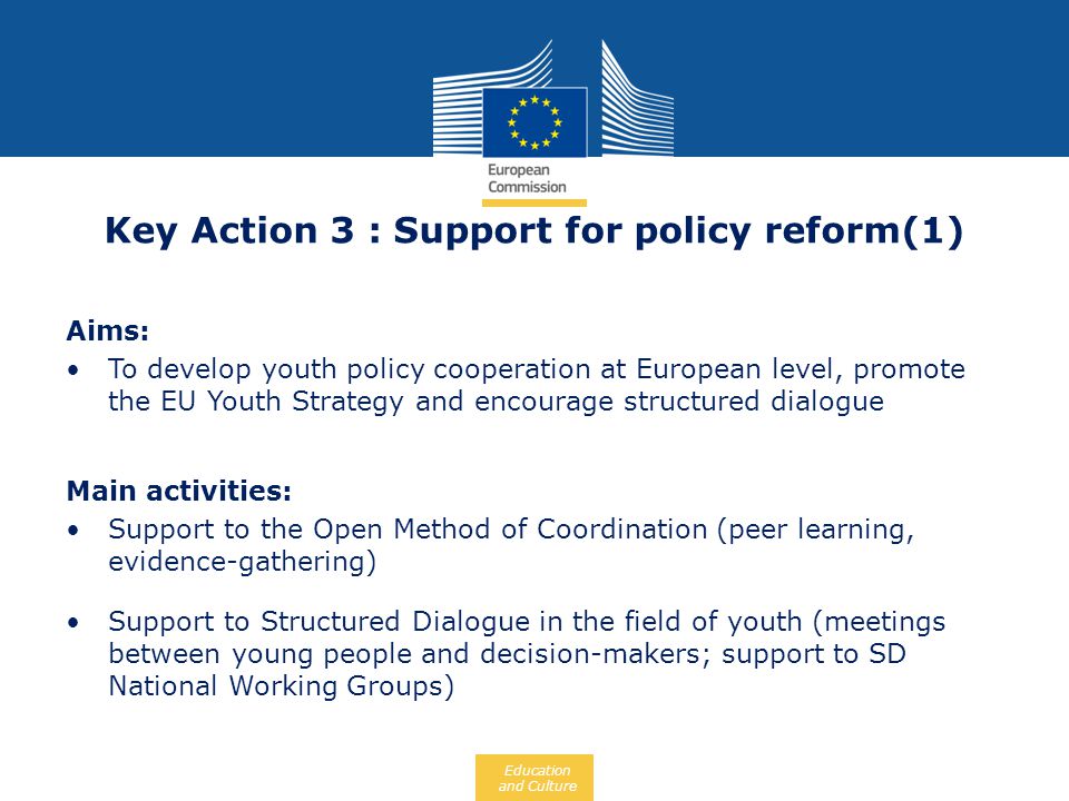 Key Action 3 : Support for policy reform(1)