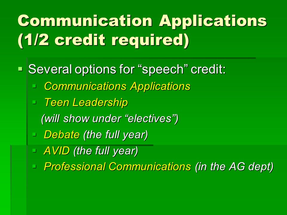 Communication Applications (1/2 credit required)