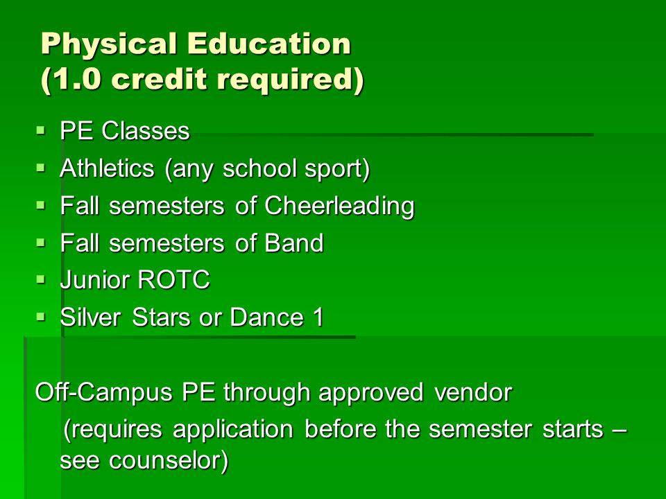 Physical Education (1.0 credit required)