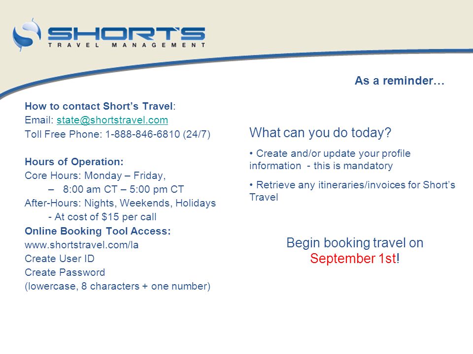 Begin booking travel on September 1st!