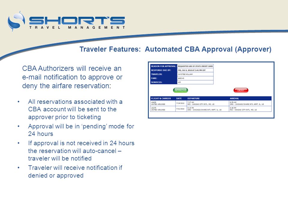 Traveler Features: Automated CBA Approval (Approver)