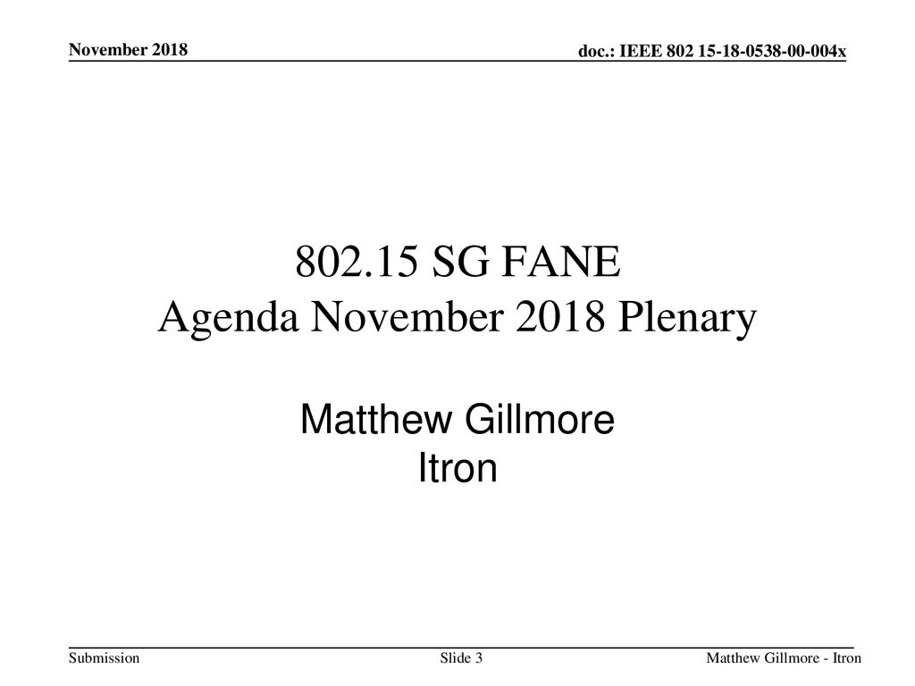 SG FANE Agenda November 2018 Plenary