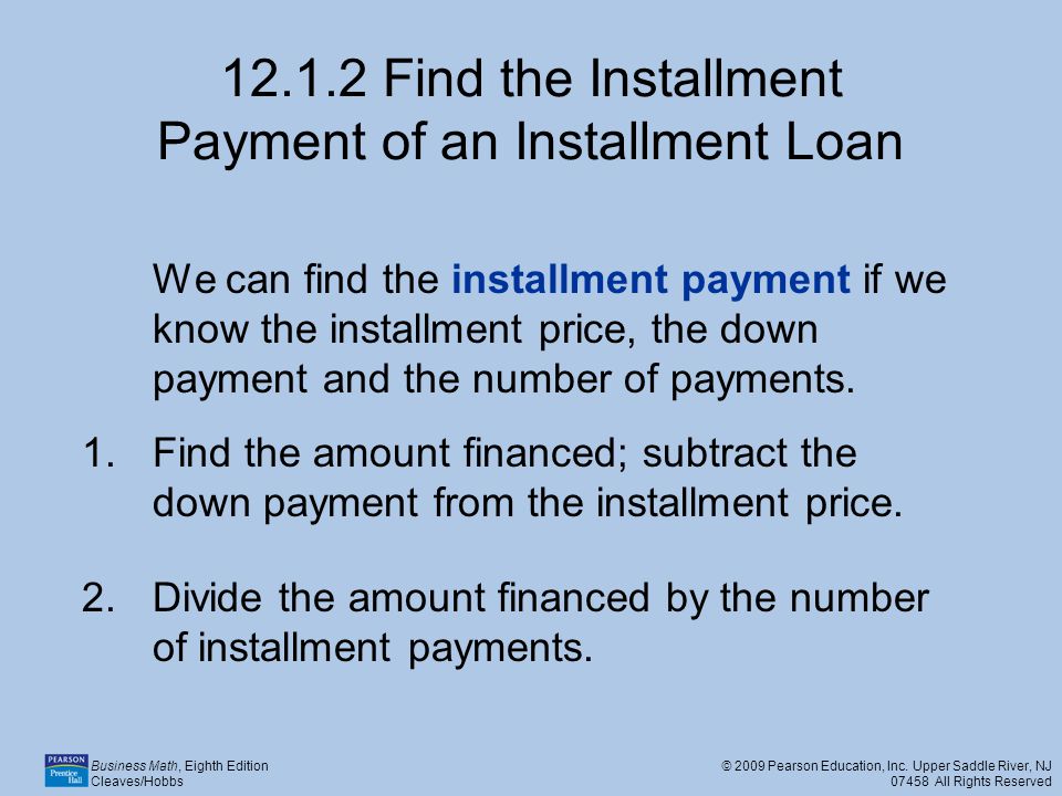 Find the Installment Payment of an Installment Loan