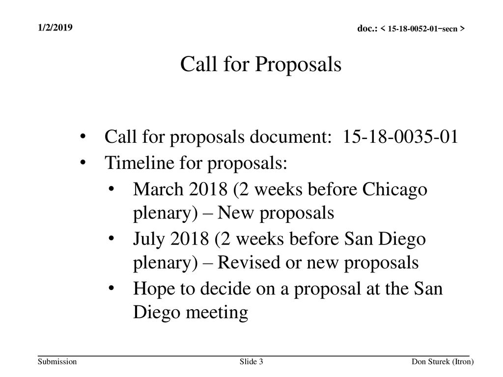 Call for Proposals Call for proposals document: