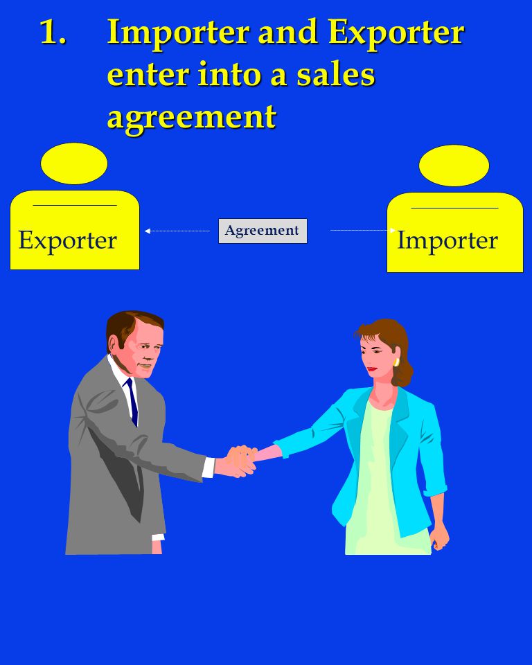 1. Importer and Exporter enter into a sales agreement