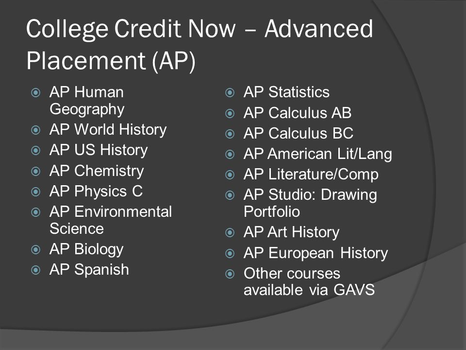 College Credit Now – Advanced Placement (AP)