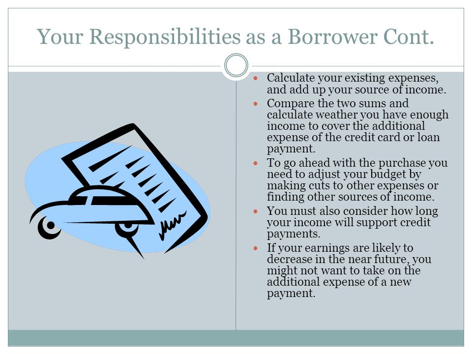 Your Responsibilities as a Borrower Cont.