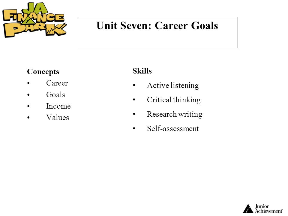 Unit Seven: Career Goals