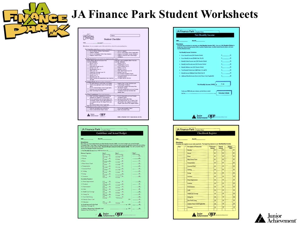 JA Finance Park Student Worksheets