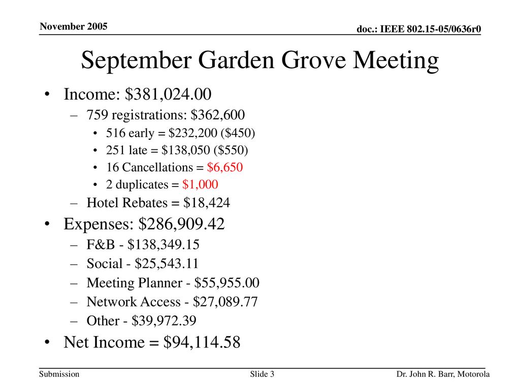 September Garden Grove Meeting
