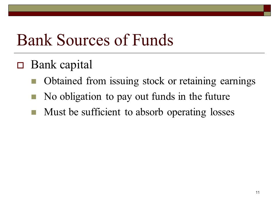 Bank Sources of Funds Bank capital