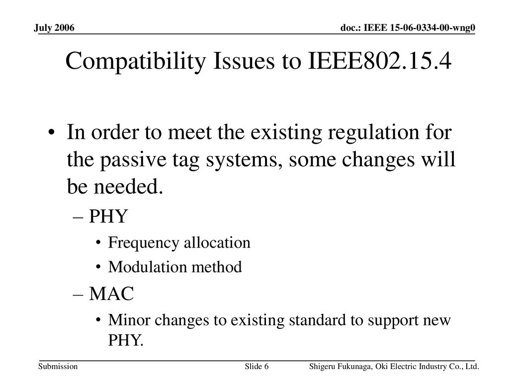 Compatibility Issues to IEEE
