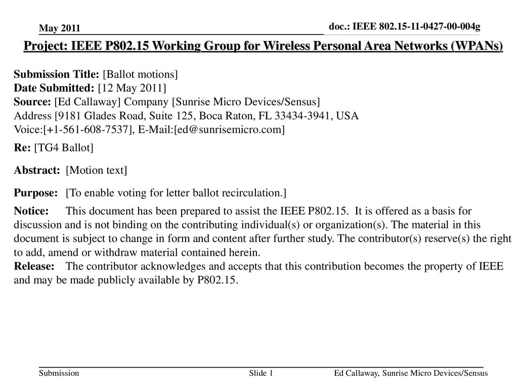 doc.: IEEE g May Project: IEEE P Working Group for Wireless Personal Area Networks (WPANs)