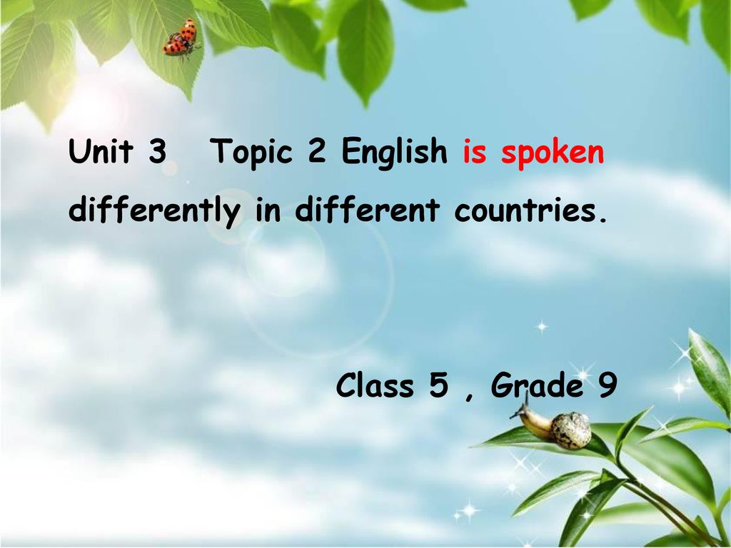 Unit 3 Topic 2 English is spoken