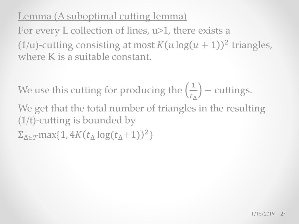Cuttings Seminar On Geometric Incidences Ppt Download