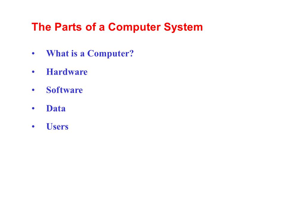 The Parts of a Computer System