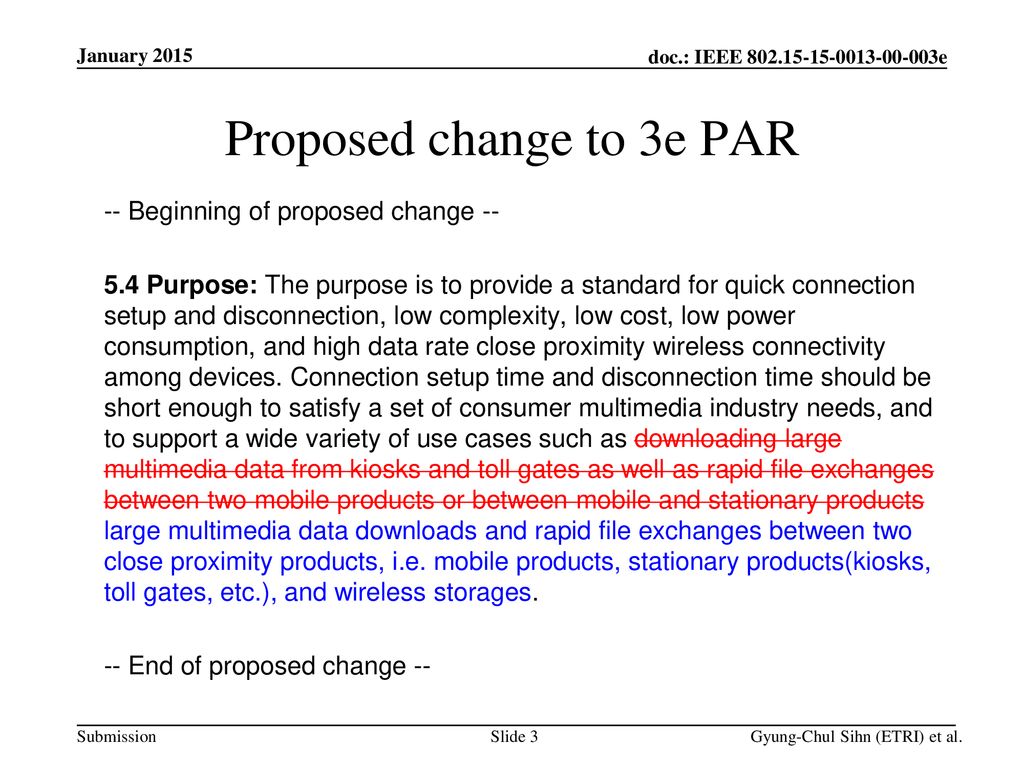 Proposed change to 3e PAR