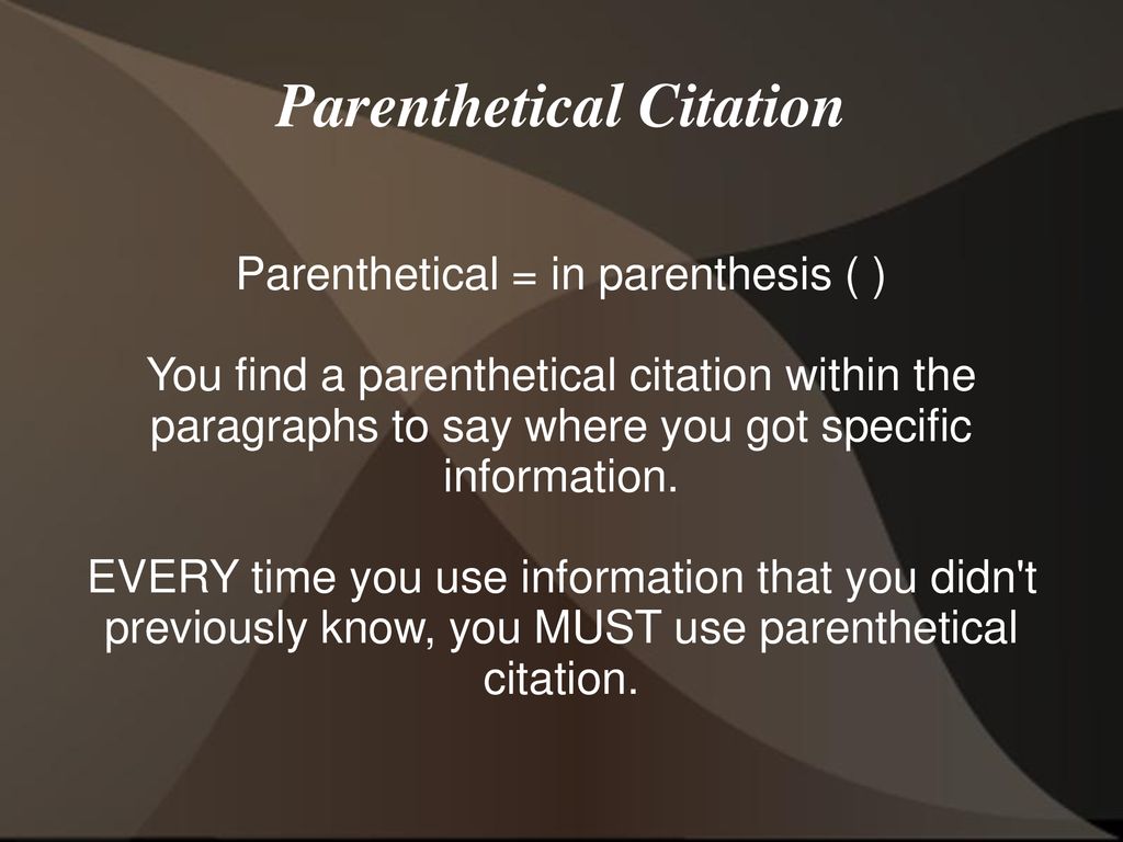 Parenthetical Citation Ppt Download
