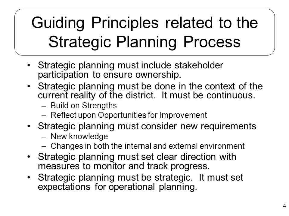Guiding Principles related to the Strategic Planning Process