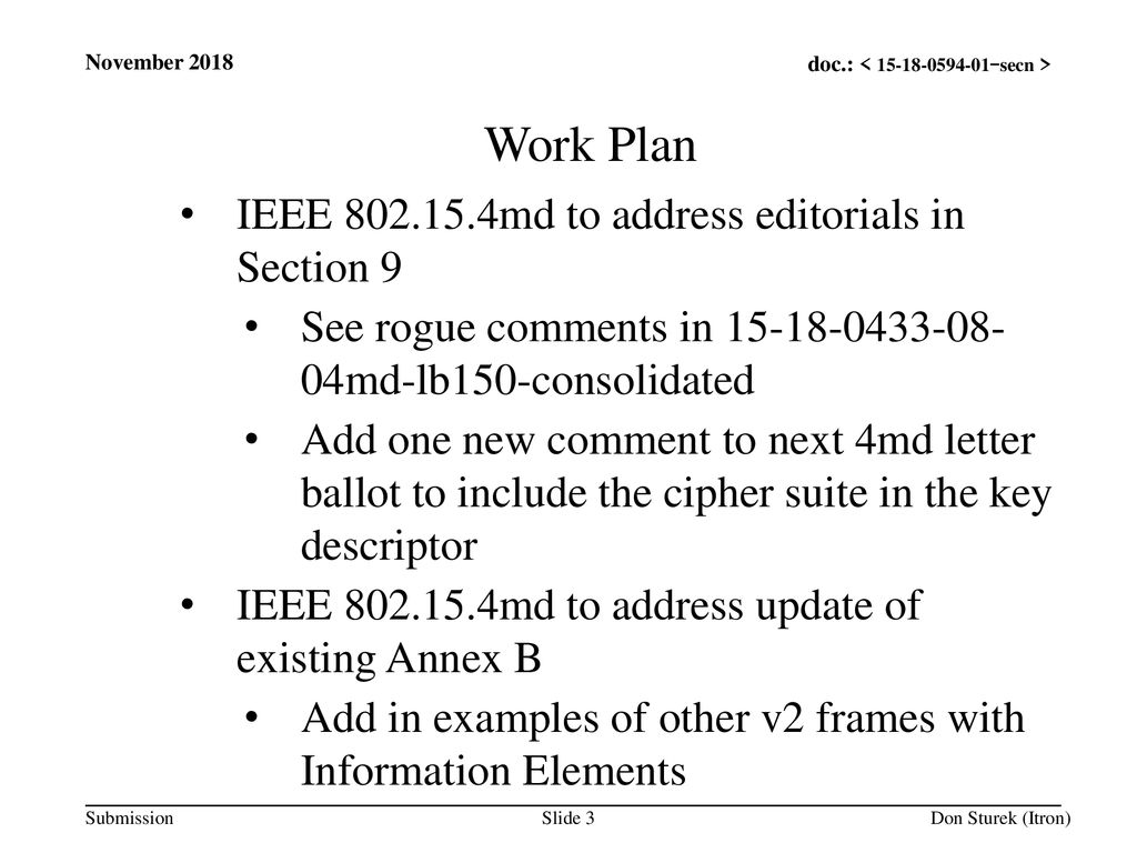 Work Plan IEEE md to address editorials in Section 9