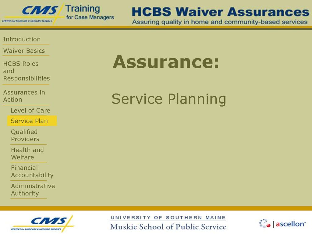 Assurance: Service Planning