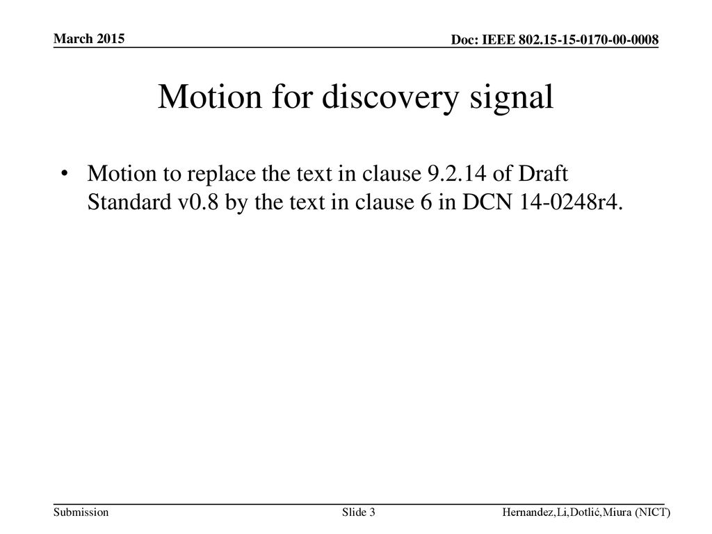 Motion for discovery signal