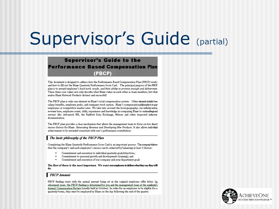 Supervisor’s Guide (partial)