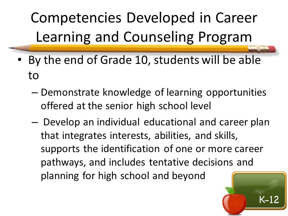 Competencies Developed in Career Learning and Counseling Program